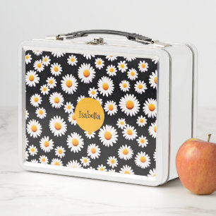 Pink Daisy Blume Botanische farbenfrohe Muster Kin Metall Brotdose