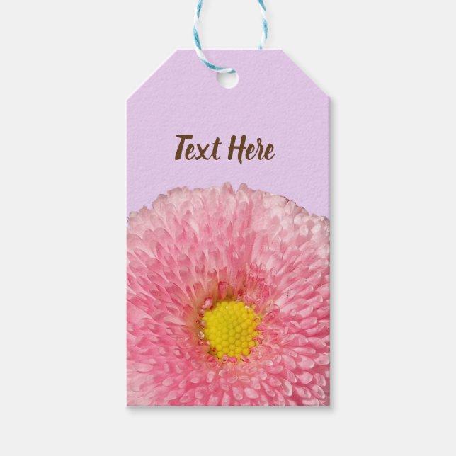 Pink Daisy Blume Custom Foto Gift Tag Geschenkanhänger (Vorderseite)