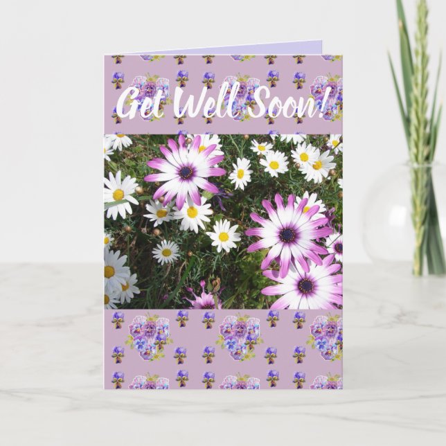 Pink Daisy Blume Floral Get Well soon art card Karte (Vorderseite)