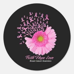 Pink Daisy Blume Glaube Hoffnung Liebe Brustkrebs Runder Aufkleber
