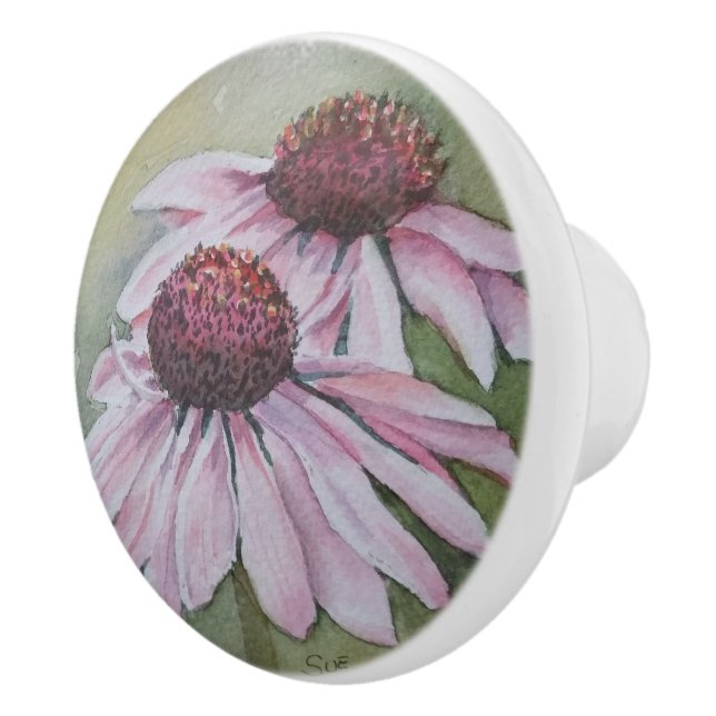 PINK DAISY BLUME KERAMIK KNOB KERAMIKKNAUF (Rechts)