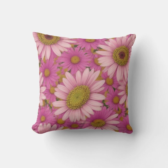 Pink Daisy Blume Kissen (Vorderseite)