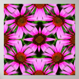 Pink Daisy Blume Mirror Abstrakt Poster