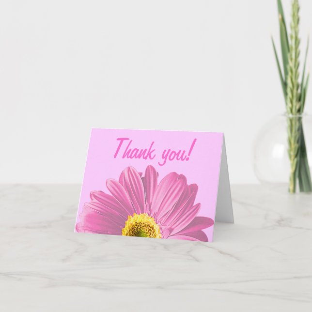 Pink Daisy Blume Vielen Dank oder Gewohnheit Dankeskarte (Vorderseite)