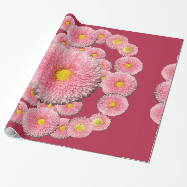 Pink Daisy Blume Wrapping Paper Geschenkpapier (Ungerollt)