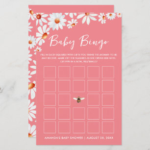 Pink Daisy & Bumblebee Baby Bingo