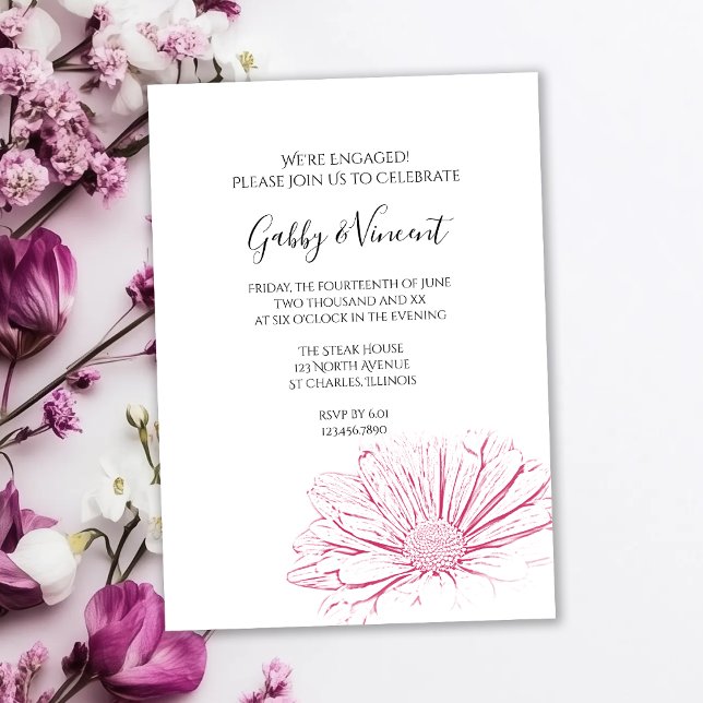 Pink Daisy Effect Floral Wedding Party Einladung (Von Creator hochgeladen)