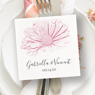 Pink Daisy Effect Floral Wedding Serviette