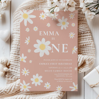 Pink Daisy Einladung 1. Geburtstag
