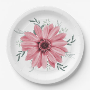 Pink Daisy Floral Brautparty Pappteller
