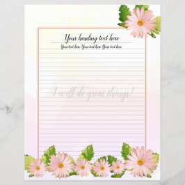 Pink Daisy Floral Lined Writer Paper
