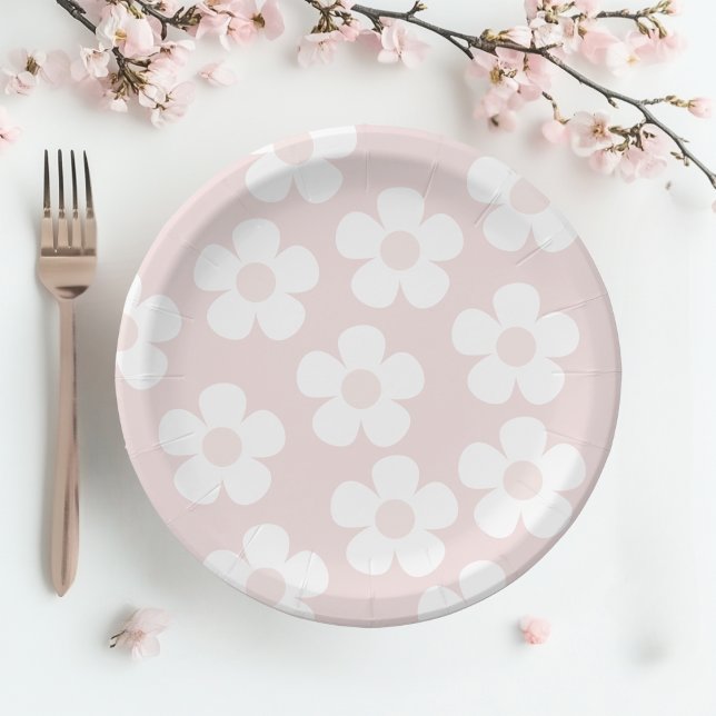 Pink Daisy Floral Pappteller (Von Creator hochgeladen)