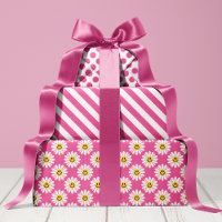 Pink Daisy Floral Stripes Polka Dot