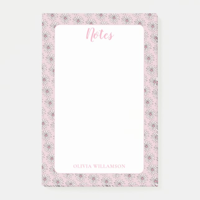 Pink Daisy Girly floral zu tun Notizen (Vorderseite)