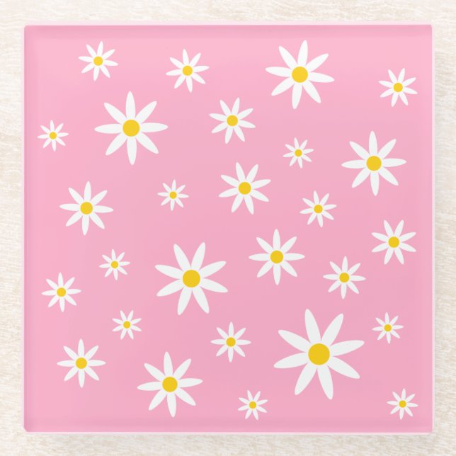 Pink Daisy Glass Untersetzer (Vorderseite)