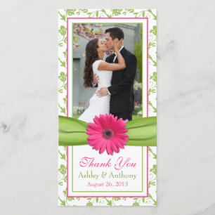 Pink Daisy Green Floral Ribbon Hochzeit Vielen Dan Dankeskarte