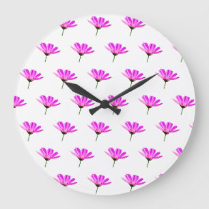 Pink Daisy Große Wanduhr