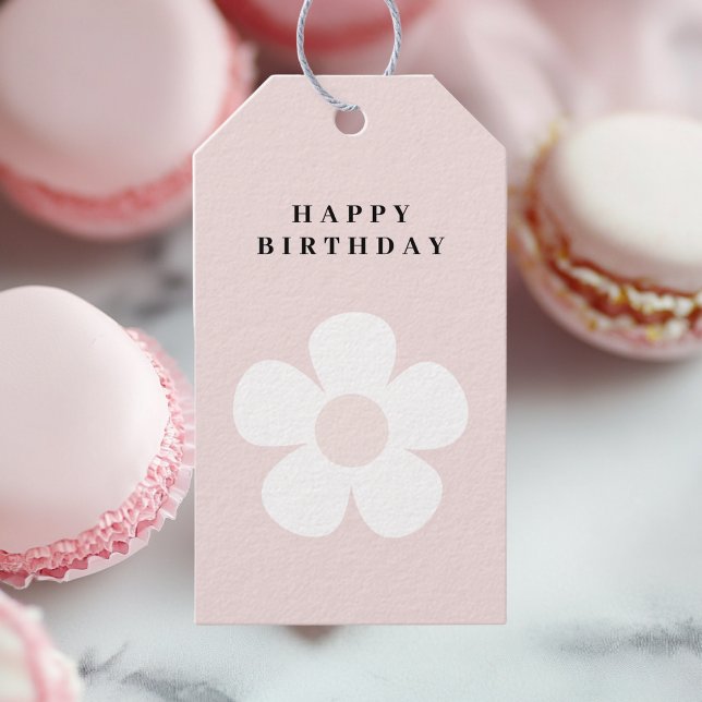 Pink Daisy Happy Birthday Geschenkanhänger (Von Creator hochgeladen)