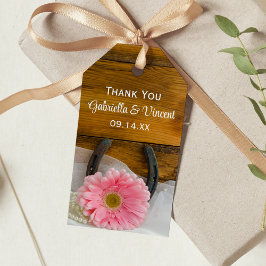 Pink Daisy Horseshoe Western Gastgeschenk Hochzeit Geschenkanhänger