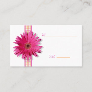 Pink Daisy Kariert Besondere Anlass Platzkarte