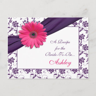 Pink Daisy Lila Damask Rezept Card für Bride Postkarte