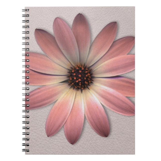 Pink Daisy - Mink Leder Textur Bild Hintergrund Notizblock (Vorderseite)