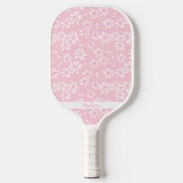 Pink Daisy Muster Personalisiert Name Niedlich Pickleball Schläger