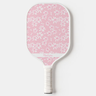 Pink Daisy Muster Personalisiert Name Niedlich Pickleball Schläger