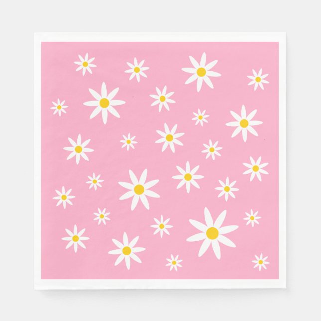 Pink Daisy Paper Napkins Serviette (Vorderseite)