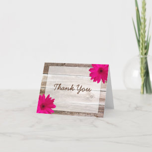Pink Daisy Rustic Barn Wood Vielen Dank Dankeskarte