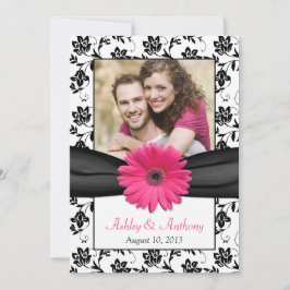 Pink Daisy Schwarz-weiß Floral Foto Save the Date