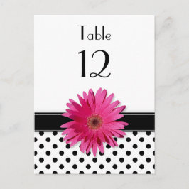 Pink Daisy Schwarz-weiß Polka Dot Wedding Table Postkarte