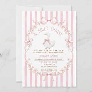 Pink Daisy Silly Goose Baby Shower Wildflower Einladung