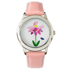 Pink Daisy und Butterflies eWatch Armbanduhr