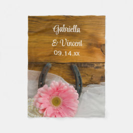 Pink Daisy und Horseshoe Country Wedding Keepake Fleecedecke