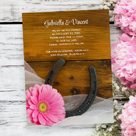 Pink Daisy und Horseshoe Wedding Save the Date Magneteinladung