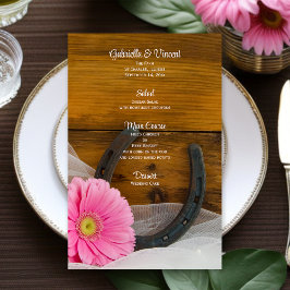 Pink Daisy und Horseshoe Western Wedding Menu