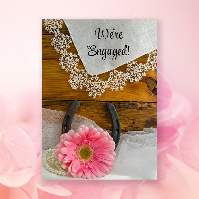 Pink Daisy und Lace Western Engagement Party Einladung (Von Creator hochgeladen)
