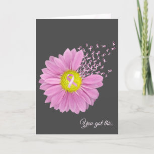 Pink Daisy und Ribbon denken Sie Karte