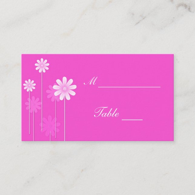 Pink Daisy Wedding Platzkarte Holders (Vorderseite)