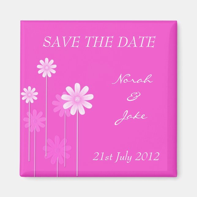 Pink Daisy Wedding Save the Date Magnet (Vorne)