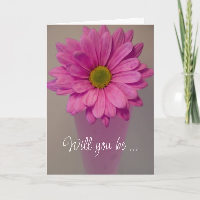 Pink Daisy wirst du meine Bridesmaid sein? Einladung (Vorderseite)