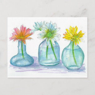 Pink Daisy Yellow Daisy White Daisy Bouquets Postkarte
