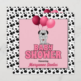 Pink Dalmatiner Dog Theme for Girls Baby Shooter Einladung