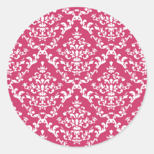 Pink Damask #1 @ VictoriaShaylee Runder Aufkleber