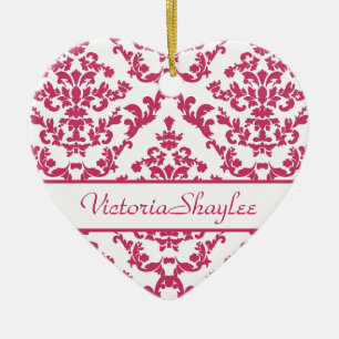 Pink Damask #2 benutzerdefinierbar Keramikornament