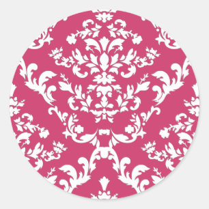 Pink Damask #3 @ VictoriaShaylee Runder Aufkleber