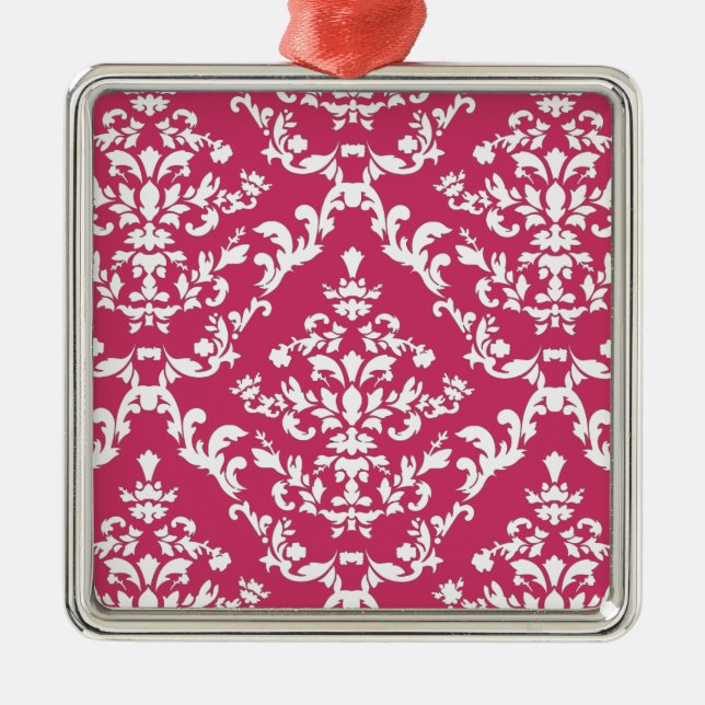 Pink Damask #3 @ VictoriaShaylee Silbernes Ornament (Vorne)