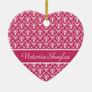 Pink Damask #5 anpassbar Keramik Ornament