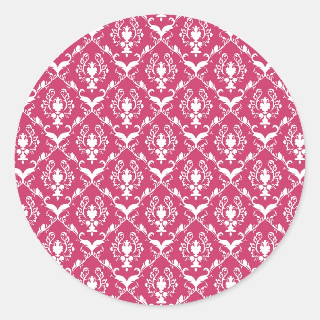 Pink Damask #5 @ VictoriaShaylee Runder Aufkleber (Vorderseite)
